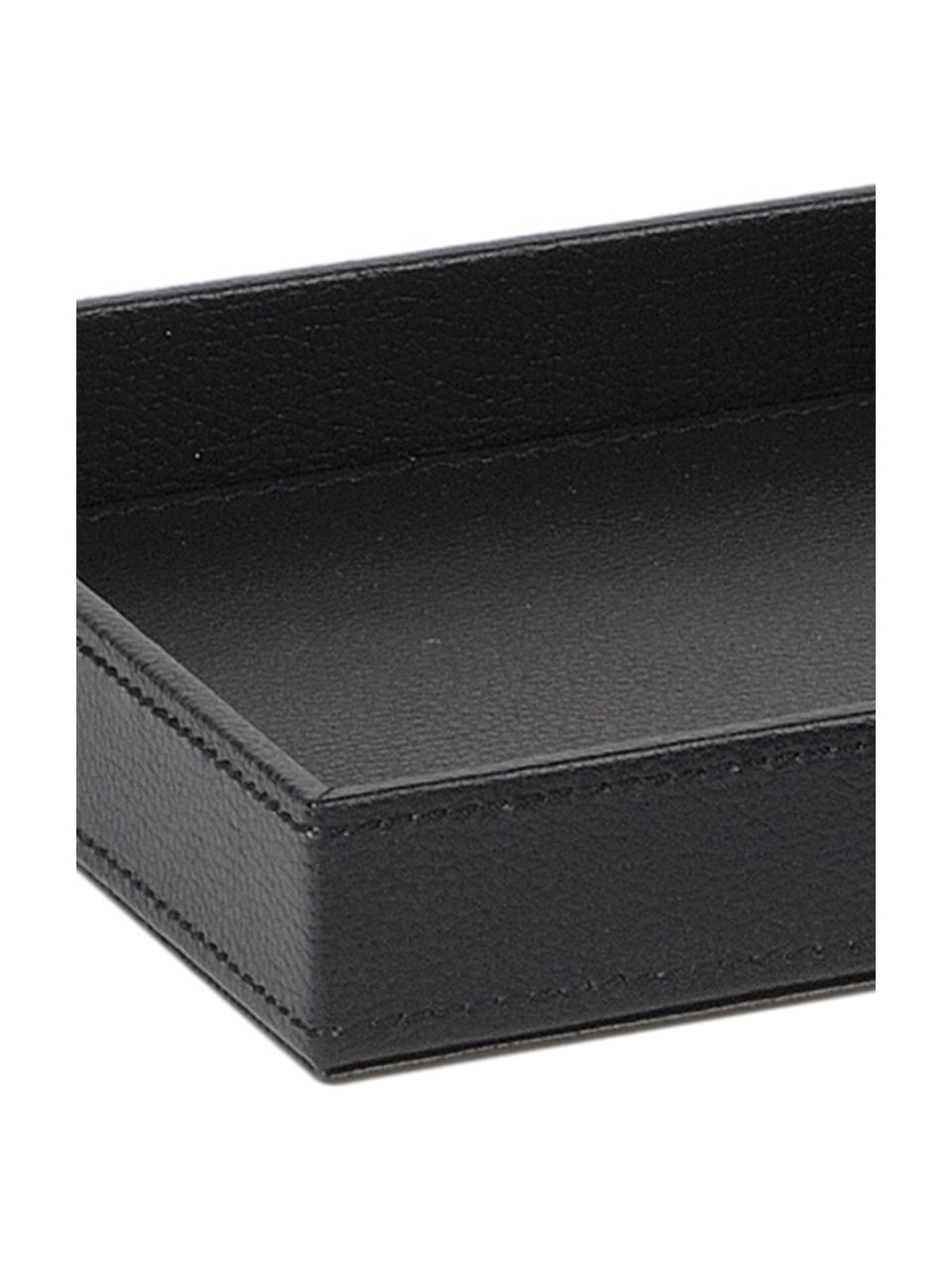 Kleines Deko-Tablett Server aus Kunstleder, Rahmen: Mitteldichte Holzfaserpla, Bezug: Polyurethan, Schwarz, B 18 x H 3 cm