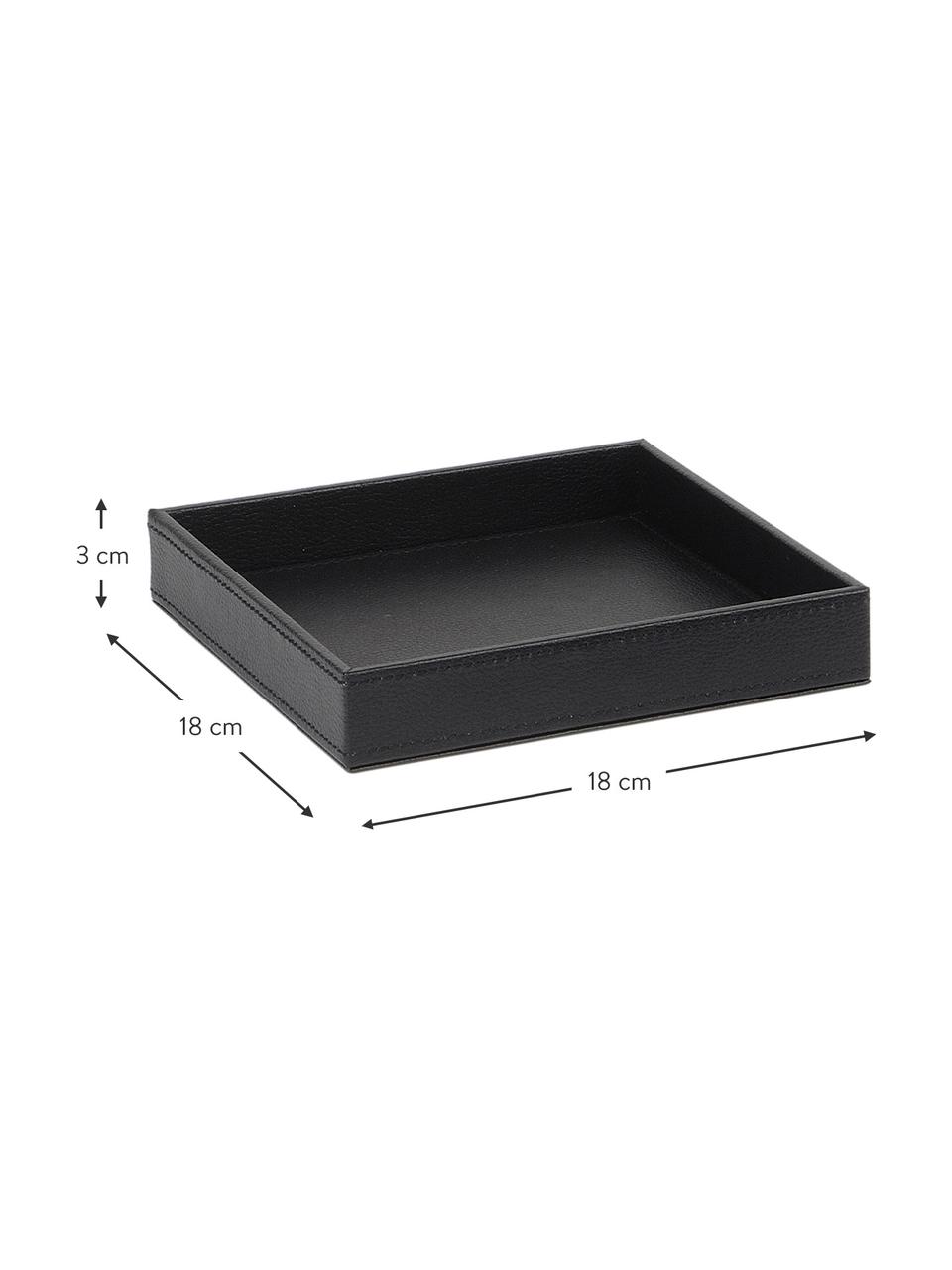 Malý dekorativní tác z imitace kůže Server, Černá, Š 18 cm, V 3 cm