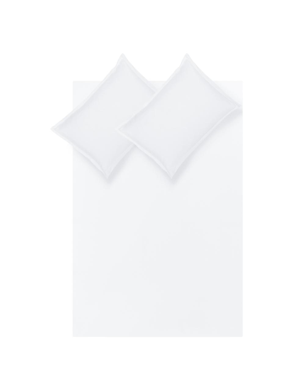 Parure copripiumino in raso di cotone bianco con orlo rialzato Premium, Bianco, 155 x 200 cm + 1 federa 50 x 80 cm