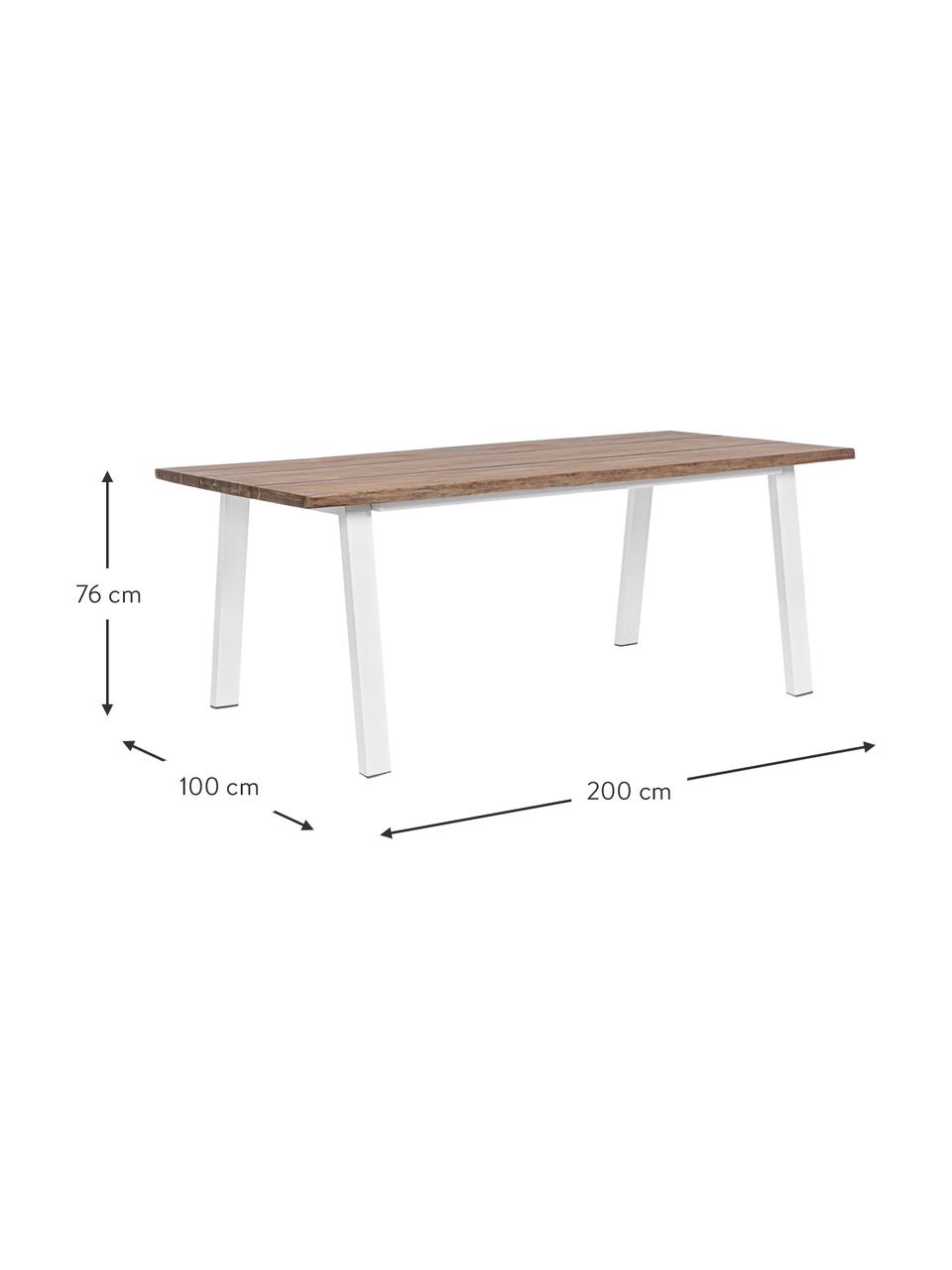 Stół ogrodowy z metalowymi nogami Oslo, Blat: drewno akacjowe z certyfi, Nogi: metal powlekany, Drewno akacjowe, biały, S 160 x G 90 cm