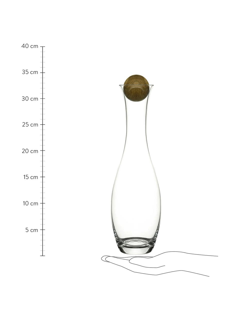 Karafka ze szkła dmuchanego z drewnianą pokrywką Eden, 1 l, Transparentny, drewno dębowe, W 35 cm, 1 l