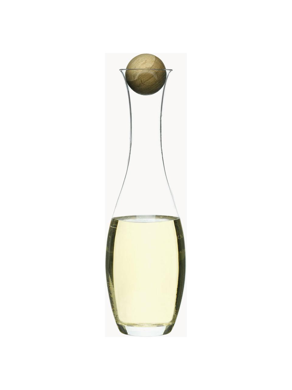 Caraffa in vetro soffiato con tappo in legno Eden, 1 L, Trasparente, legno scuro, 1 L