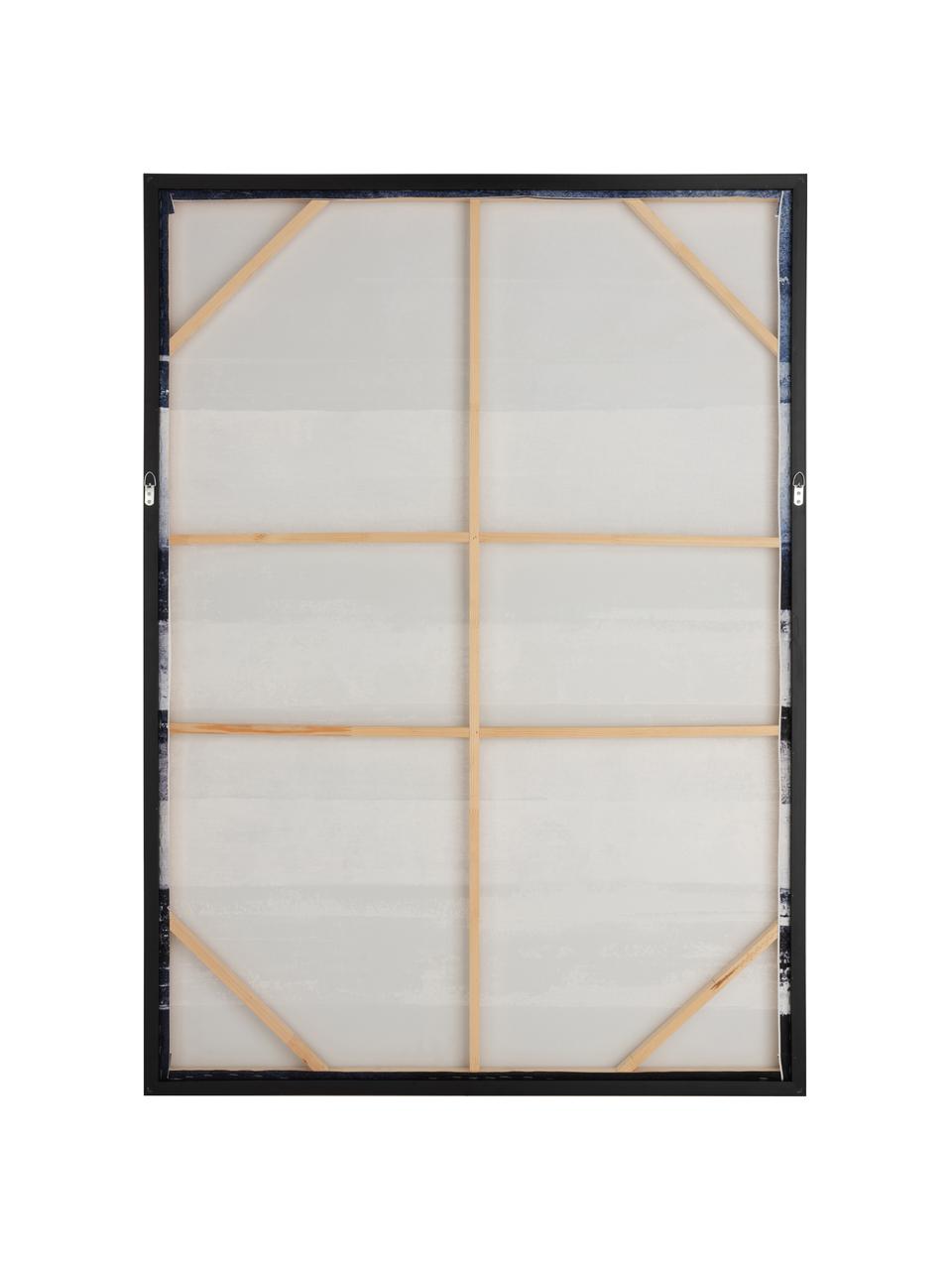 Cuadro Strokes, Azul, blanco, dorado, An 103 x Al 143 cm