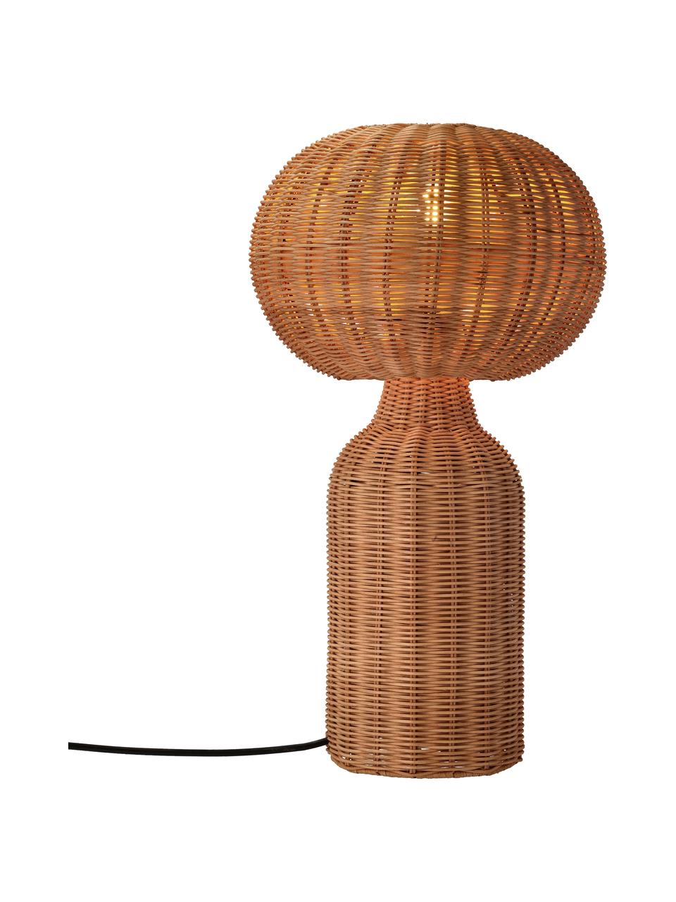 Lampa stołowa z rattanu Vinka, Beżowy, Ø 30 x W 54 cm