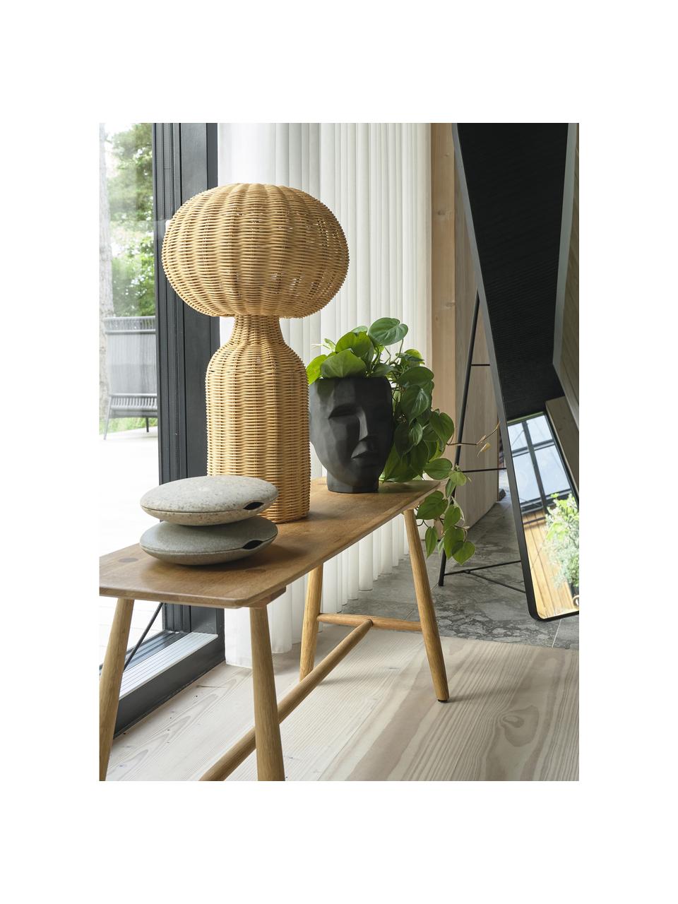 Grosse Tischlampe Vinka aus Rattan, Beige, Ø 30 x H 54 cm