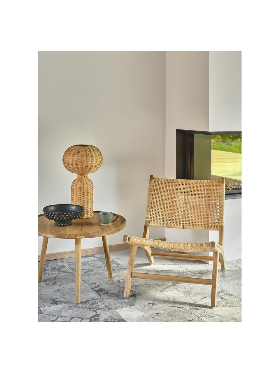 Große Tischlampe Vinka aus Rattan, Beige, Ø 30 x H 54 cm