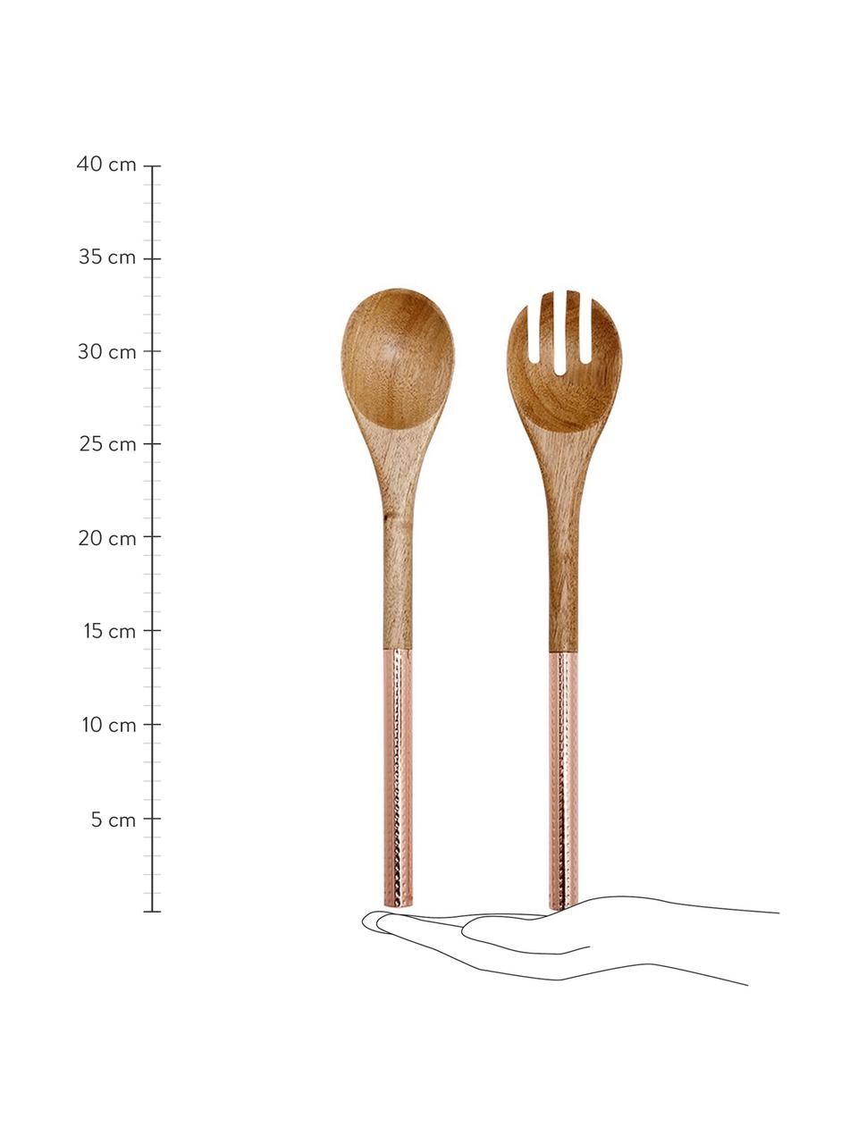 Cubiertos para ensalada de madera de acacia Oasis, 2 pzas., Cobre, madera, L 34 cm