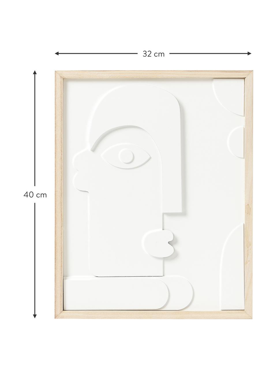 Gerahmte Wandobjekte Amilia, 2er-Set, Bilder: Mitteldichte Holzfaserpla, Rahmen: Holz, Helles Holz, Weiß, B 32 x H 40 cm