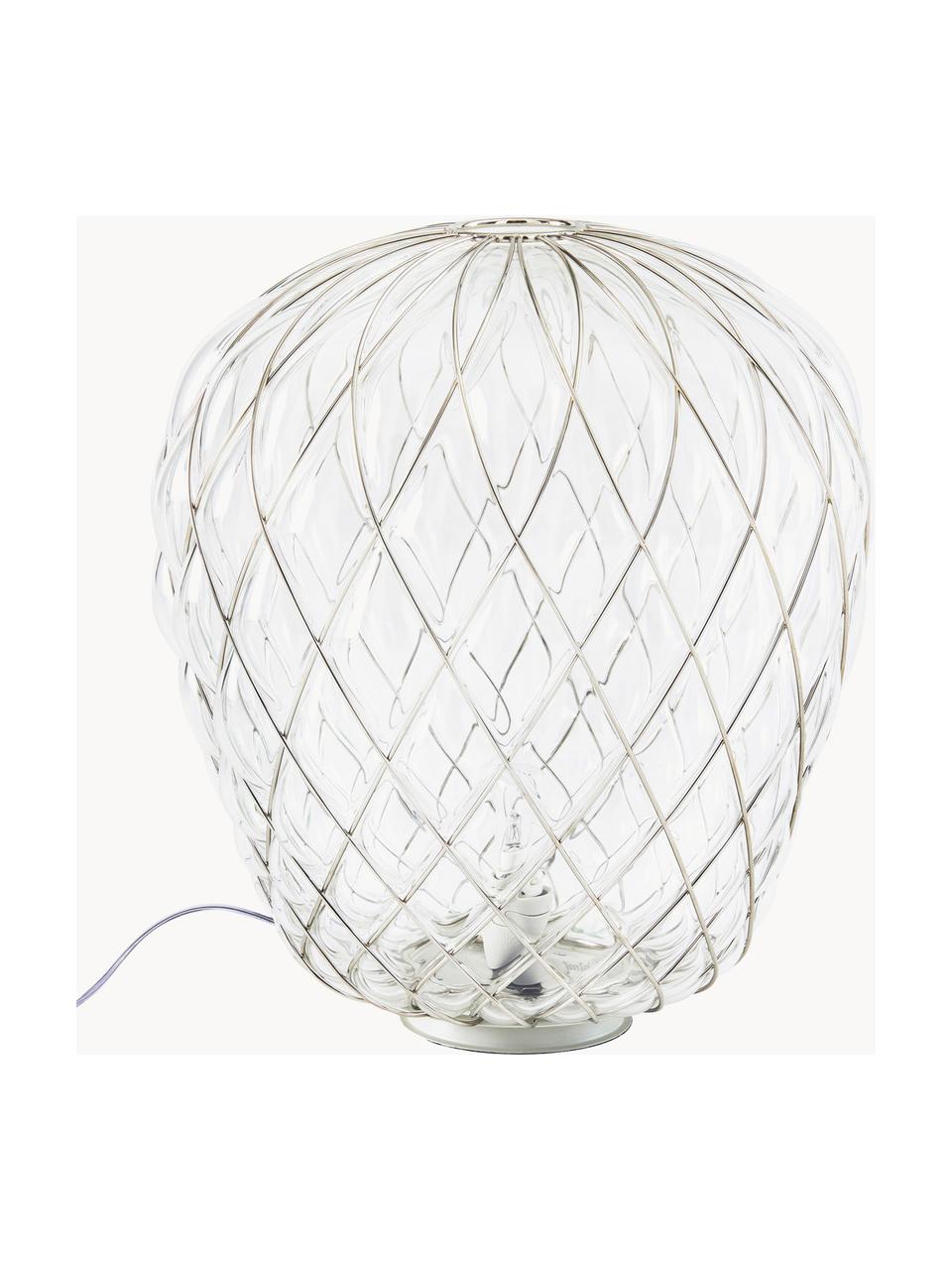Grande lampe à poser artisanale Pinecone, Transparent, argenté, Ø 50 x haut. 52 cm