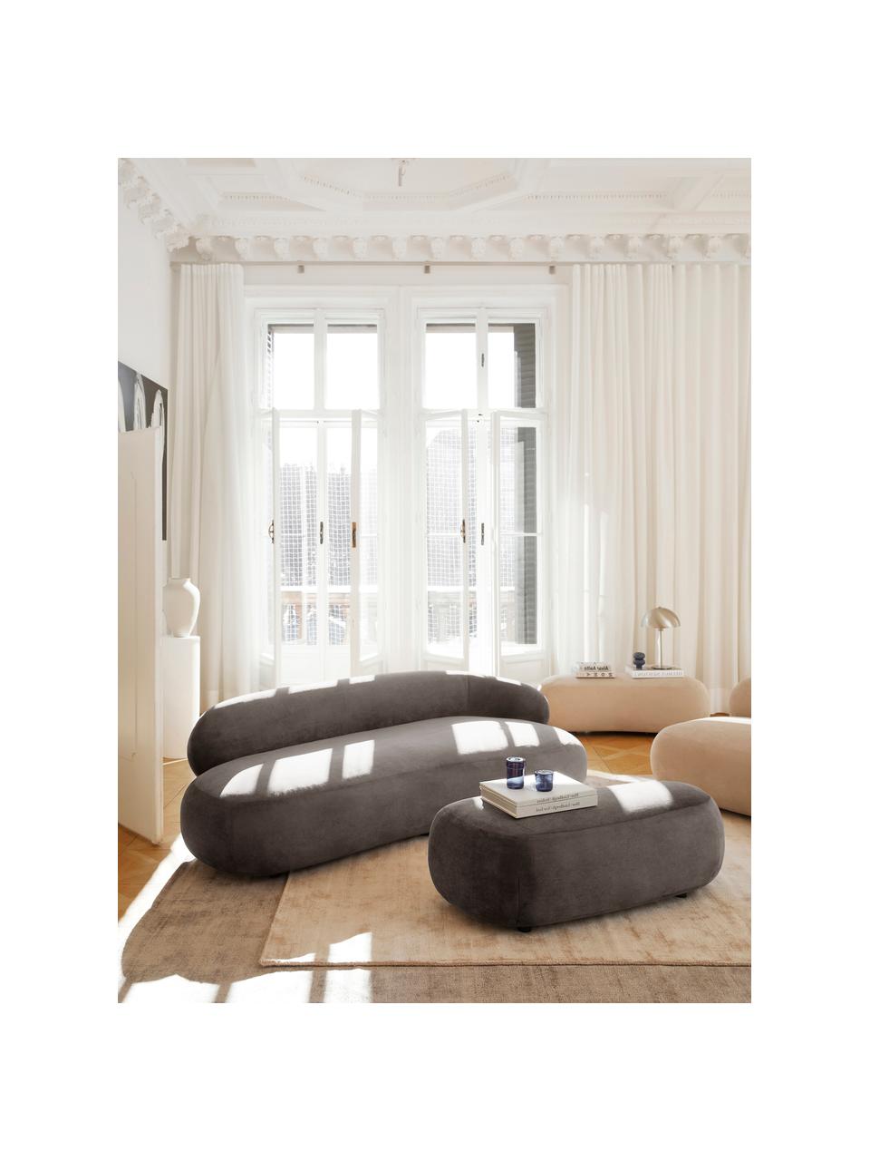 Sofa Alba (3-Sitzer), Bezug: 97% Polyester, 3% Nylon D, Gestell: Massives Fichtenholz, Bir, Füße: Kunststoff Dieses Produkt, Webstoff Taupe, B 235 x T 114 cm, Rückenlehne links