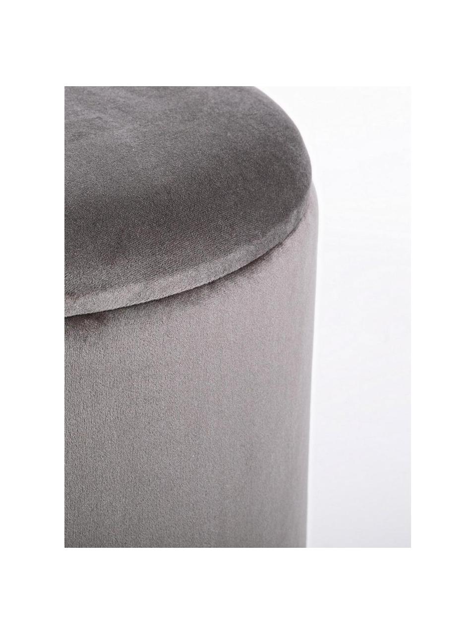 Taburete de terciopelo Polina, con espacio de almacenamiento, Tapizado: terciopelo de poliéster A, Estructura: tablero de fibras de dens, Estructura: acero, Terciopelo gris, Ø 35 x Al 45 cm