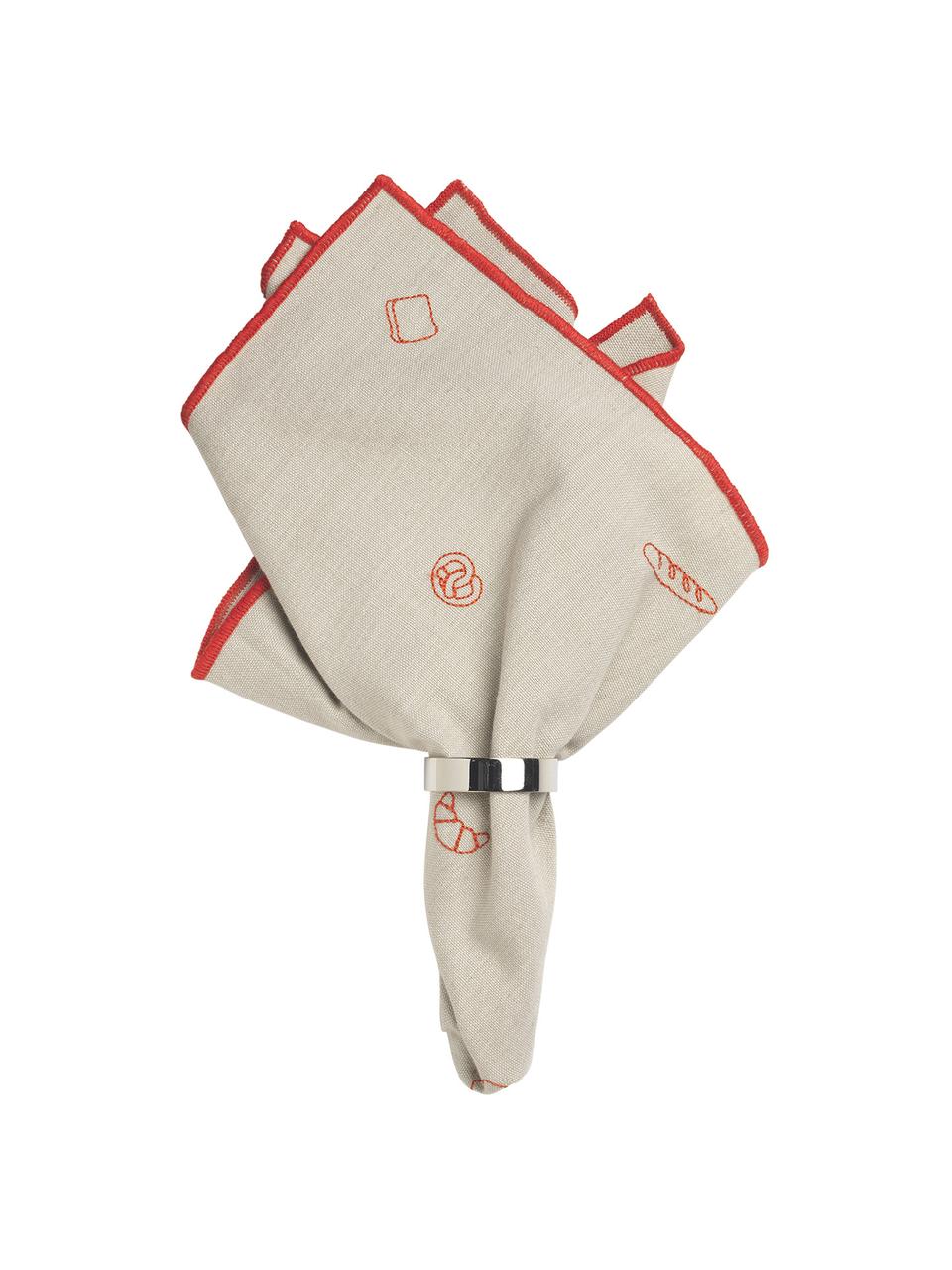 Servilletas de algodón estampado Bread, 100% algodón, Beige, rojo, An 45 x L 45 cm