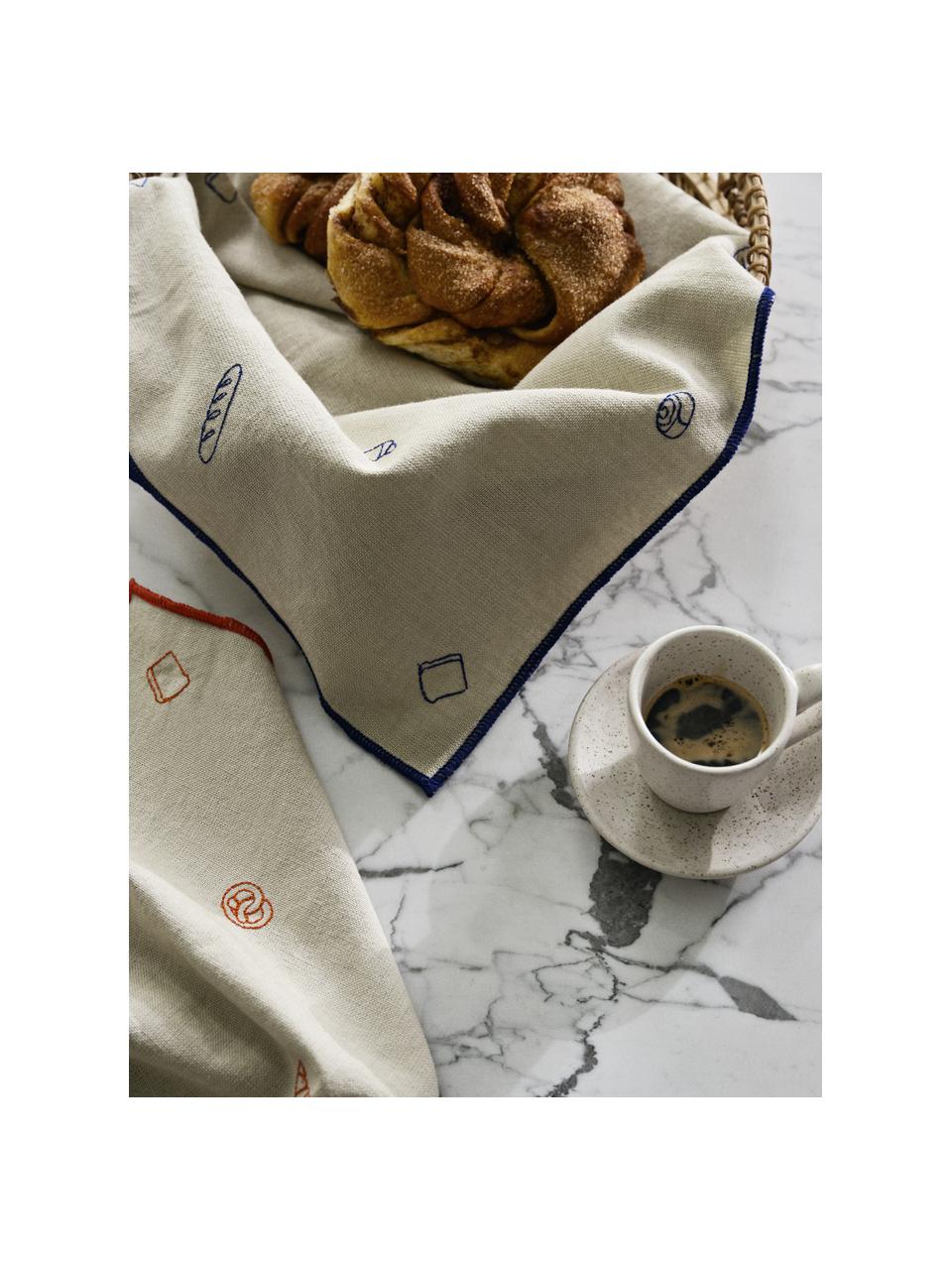 Serviette de table en tricot avec passepoil Bread, 100 % coton, Beige, rouge, larg. 45 x long. 45 cm