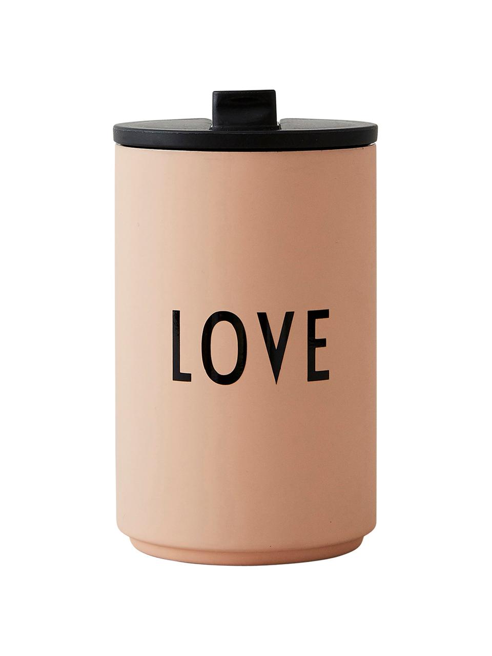 Dizajnový coffee-to-go hrnček s nápisom Favourite LOVE, Broskyňová