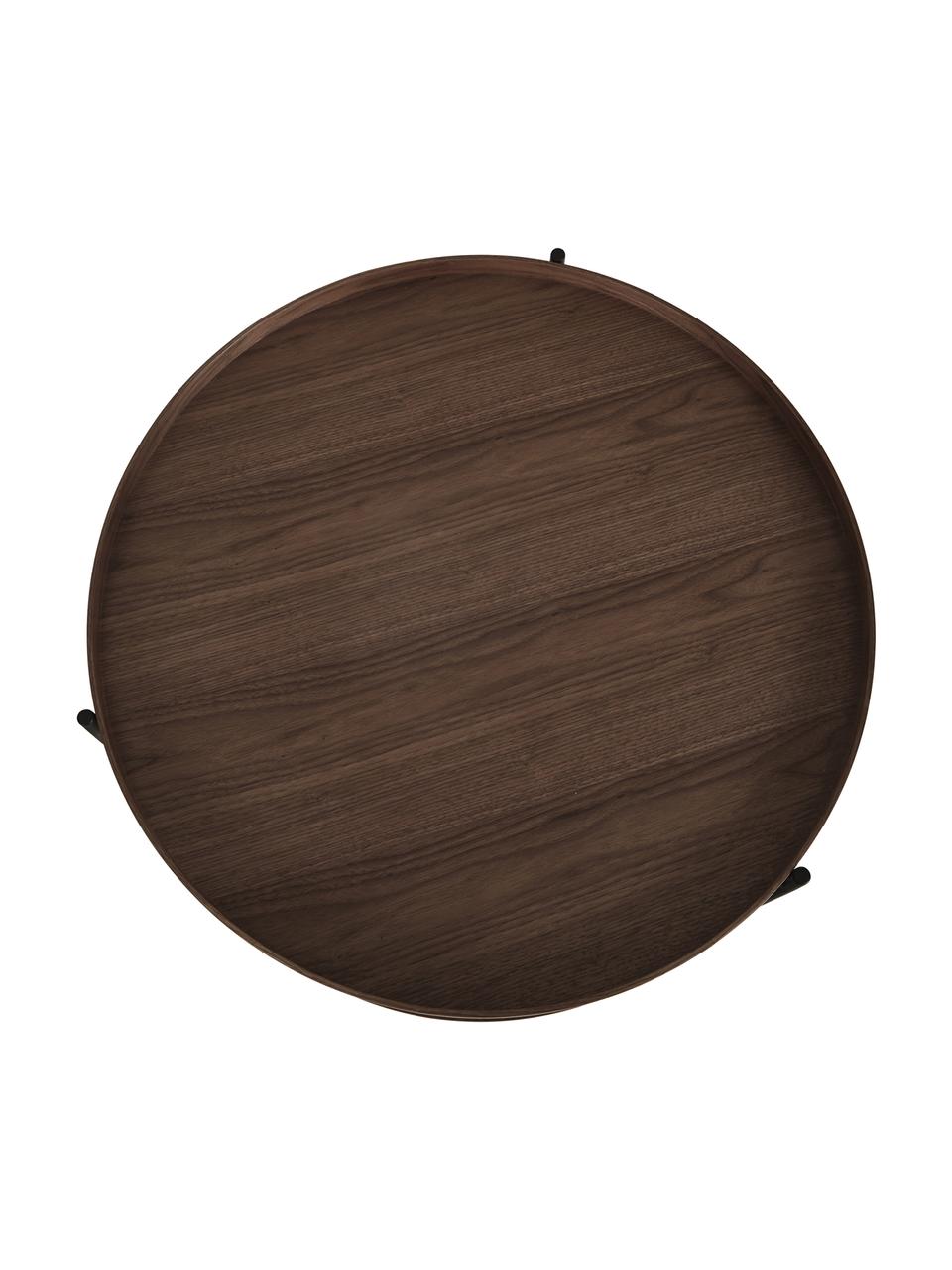 Tavolino rotondo da salotto in legno Renee, Ripiani: pannello di fibra a media, Struttura: metallo verniciato a polv, Legno di noce, Ø 69 cm