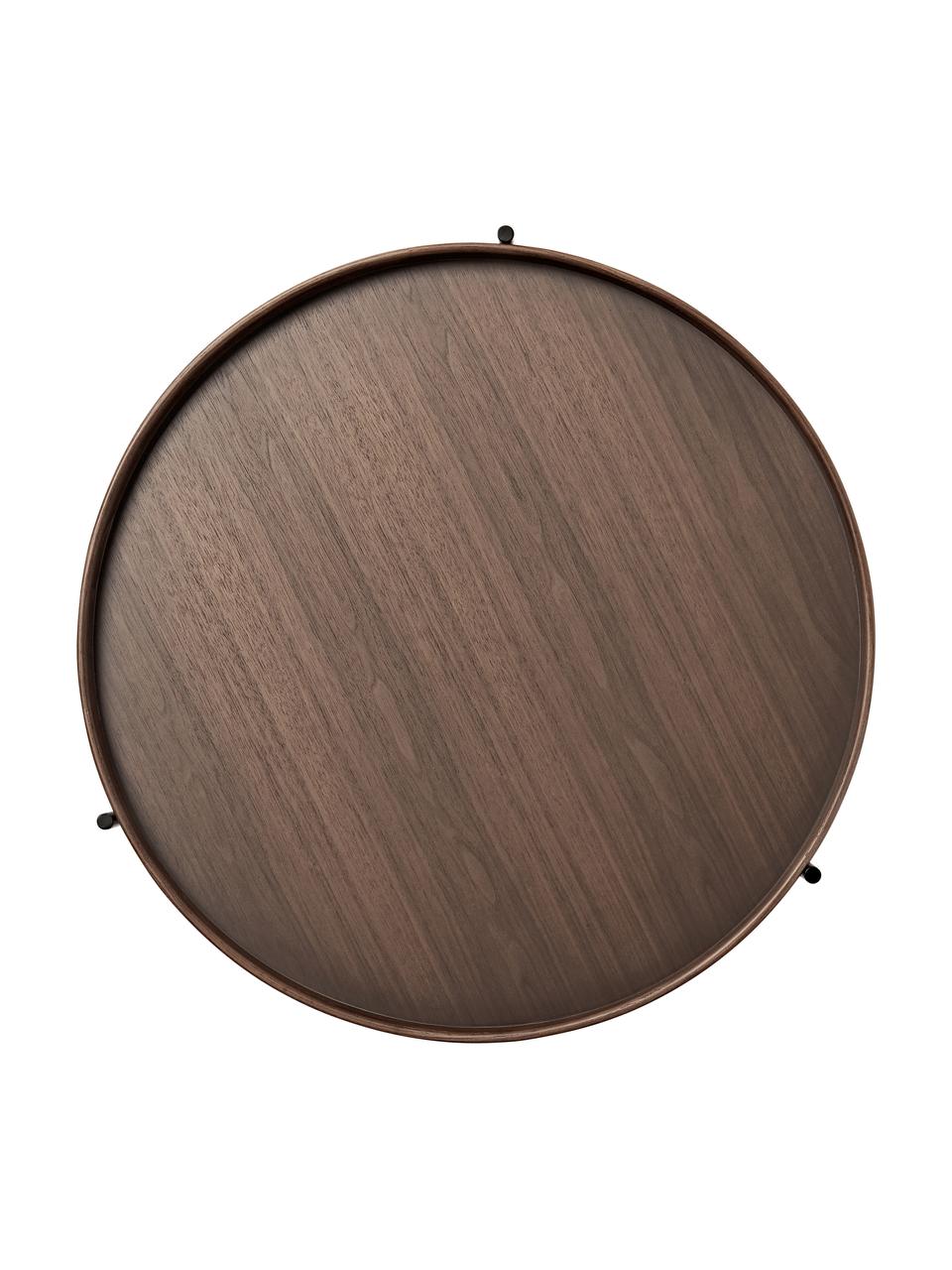 Mesa de centro redonda de madera Renee, Tablero: tablero de fibras de dens, Estructura: metal con pintura en polv, Madera de nogal, Ø 69 cm