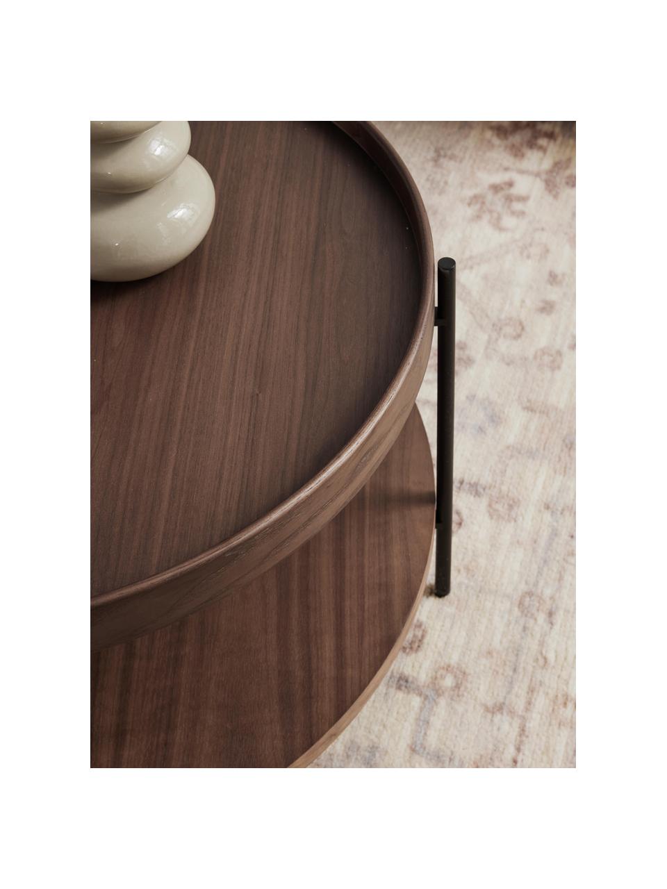 Stolik kawowy z drewna Renee, Stelaż: metal malowany proszkowo, Drewno orzecha włoskiego, Ø 69 cm