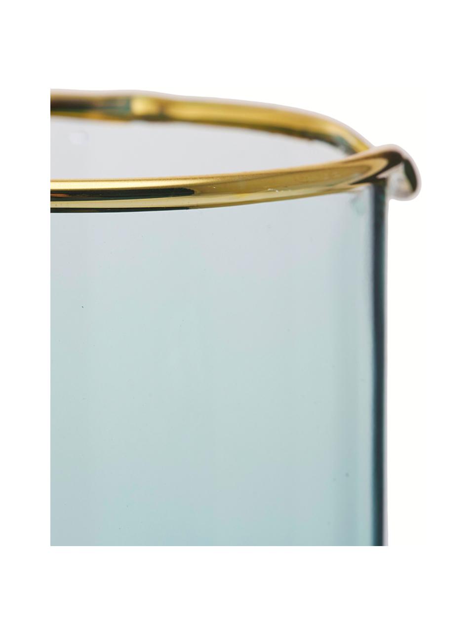Krug Chloe in Blau mit Goldrand, 1.6 L, Glas, Hellblau, H 25 cm