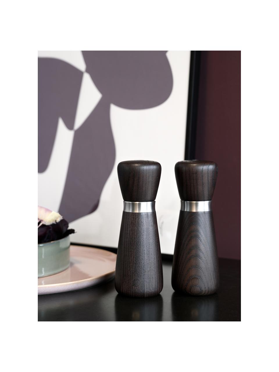 Molinillo de madera de fresno Kyoto, Estructura: madera de fresno, Grinder: cerámica, Madera oscura, plateado, Ø 6 x Al 17 cm