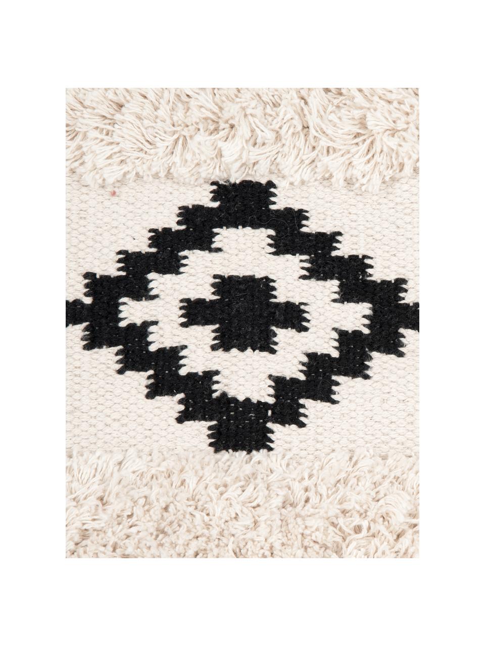 Funda de cojín Taima, 100% algodón, Blanco crema, negro, An 30 x L 50