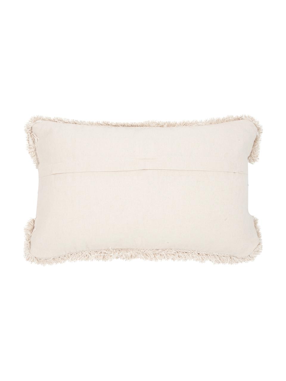 Copricuscino Taima, 100% cotone, Bianco crema, nero, Larg. 30 x Lung. 50 cm