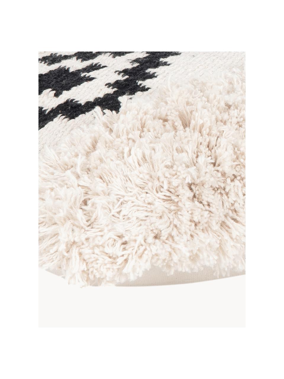 Housse de coussin Taima, 100 % coton bio, certifié GOTS, Blanc crème, noir, larg. 30 x long. 50 cm