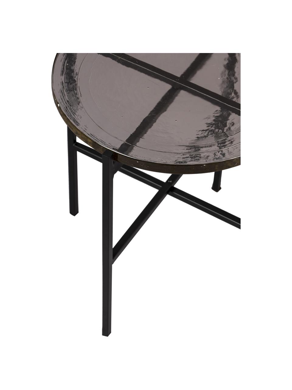 Okrúhly odkladací stolík so sklenenou doskou Vidrio, Čierna, priehľadná, Ø 40 x V 45 cm