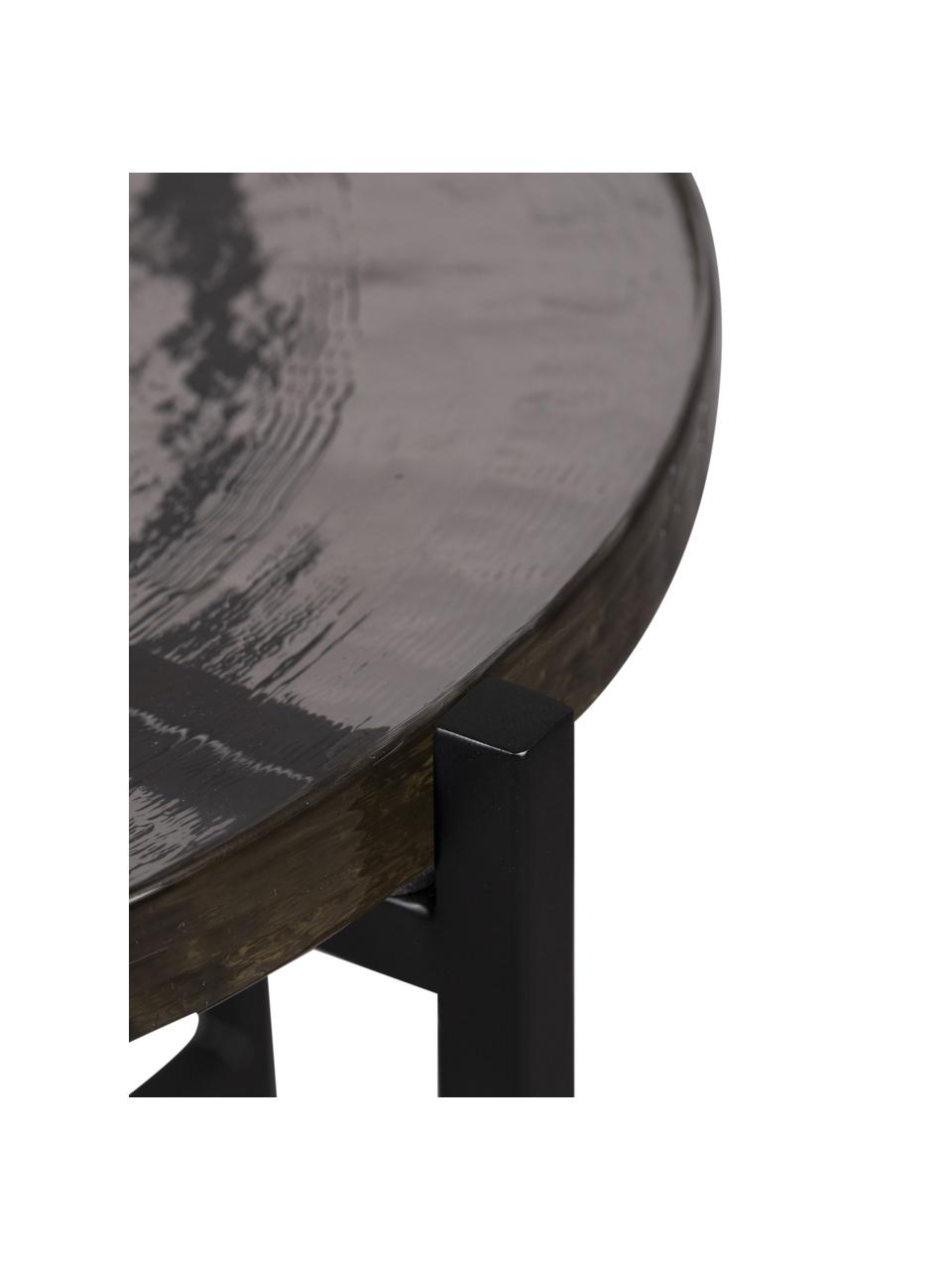 Okrągły stolik pomocniczy Vidrio, Blat: szkło, Stelaż: metal powlekany, Czarny, transparentny, Ø 40 x W 45 cm