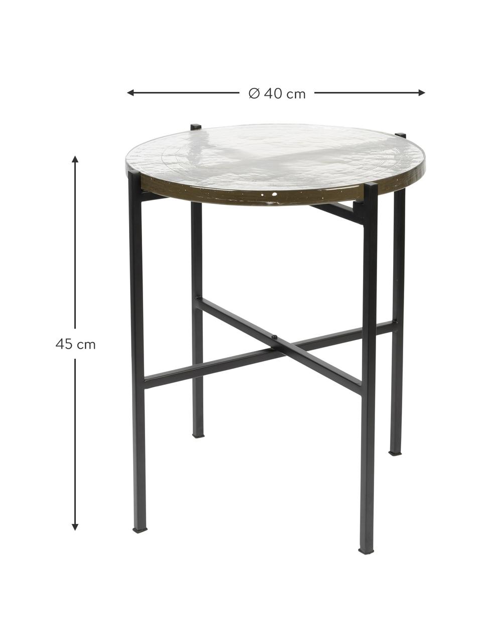 Kulatý odkládací stolek se skleněnou deskou Vidrio, Černá, transparentní, Ø 40 cm, V 45 cm