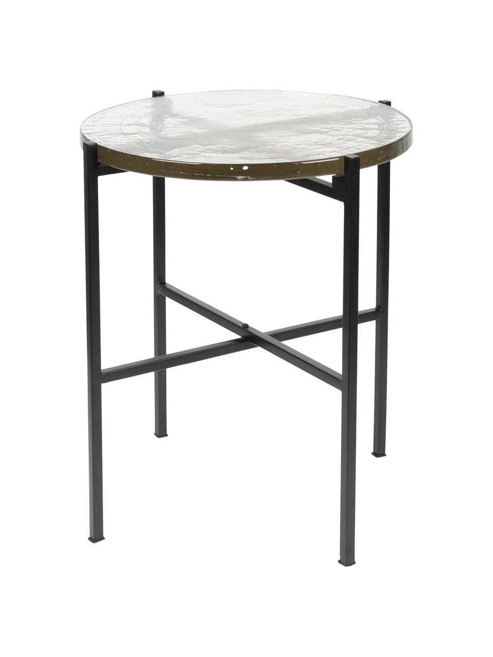 Table d'appoint ronde avec plateau en verre Vidrio, Noir, transparent, Ø 40 x haut. 45 cm