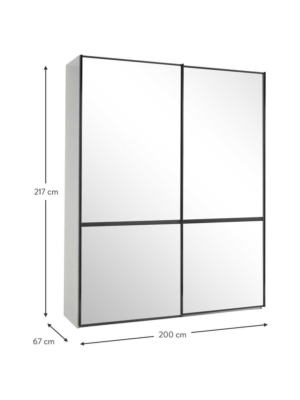 Skříň s posuvnými dveřmi Montreal, 2dvéřová, Zrcadlové sklo, Š 200 cm, V 217 cm