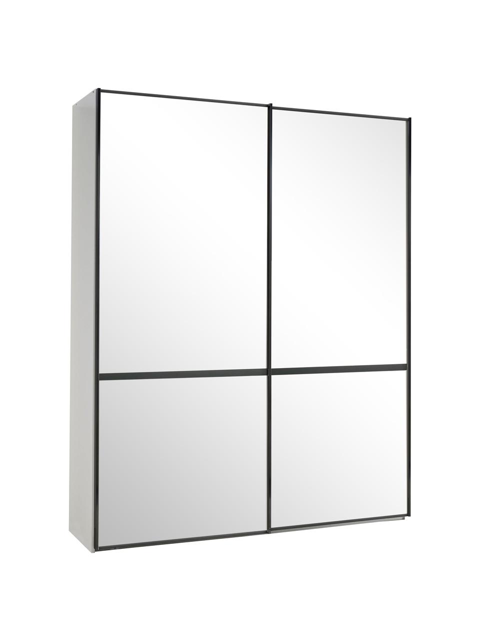 Schuifdeurkast Montreal, Frame: houtmaterialen, gelakt, Spiegelglas, B 200 x H 217 cm