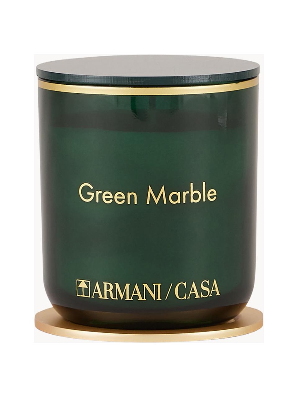 Geurkaars Pegaso Green Marble (jasmijn, neroli & witte muskus), Houder: glas, Deksel: kunsthars, Jasmijn, neroli en witte muskus, Ø 6 x H 7 cm