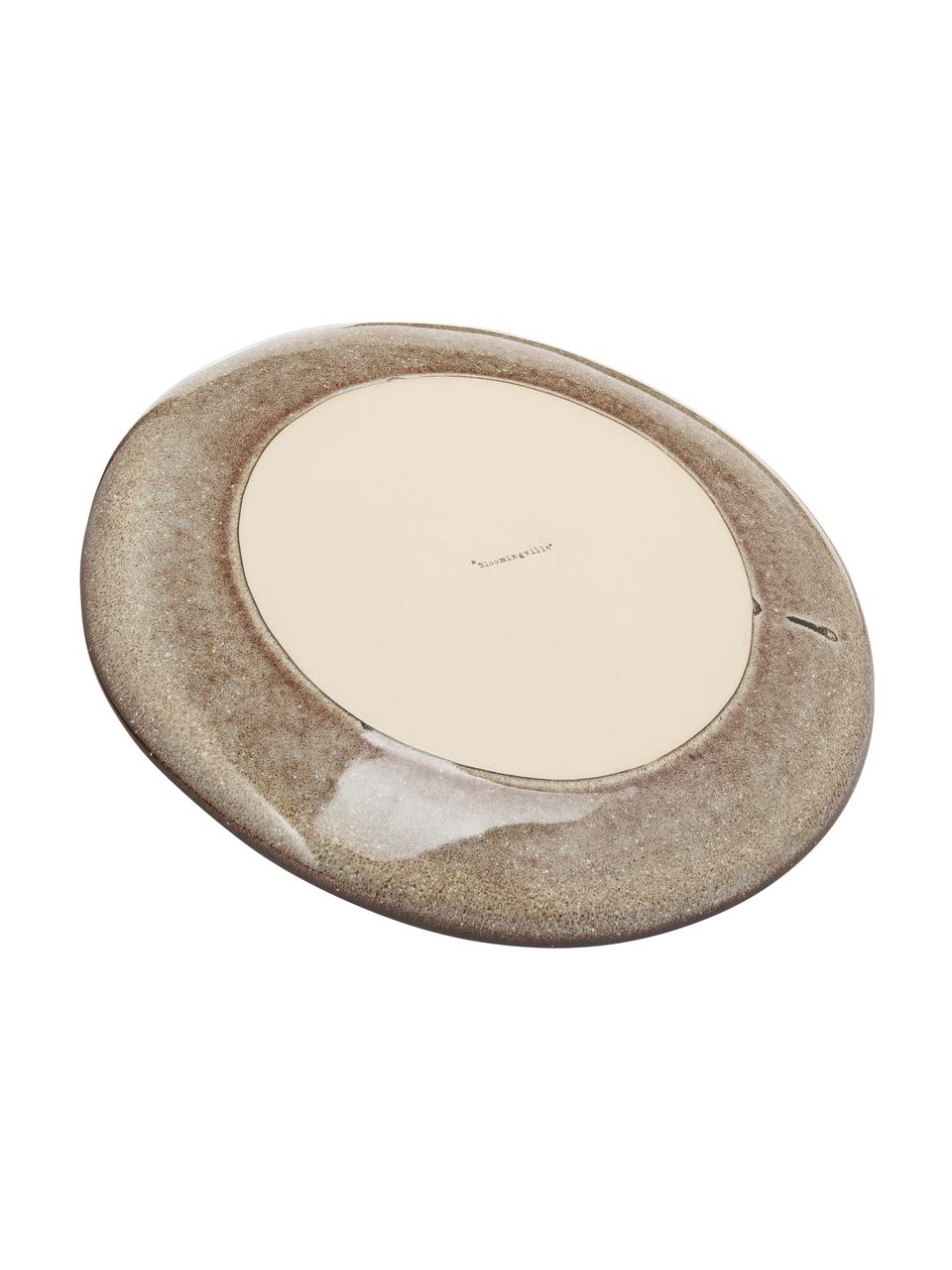 Plato llano artesanal Sandrine, Gres, Tonos beige, Ø 29 x Al 3 cm