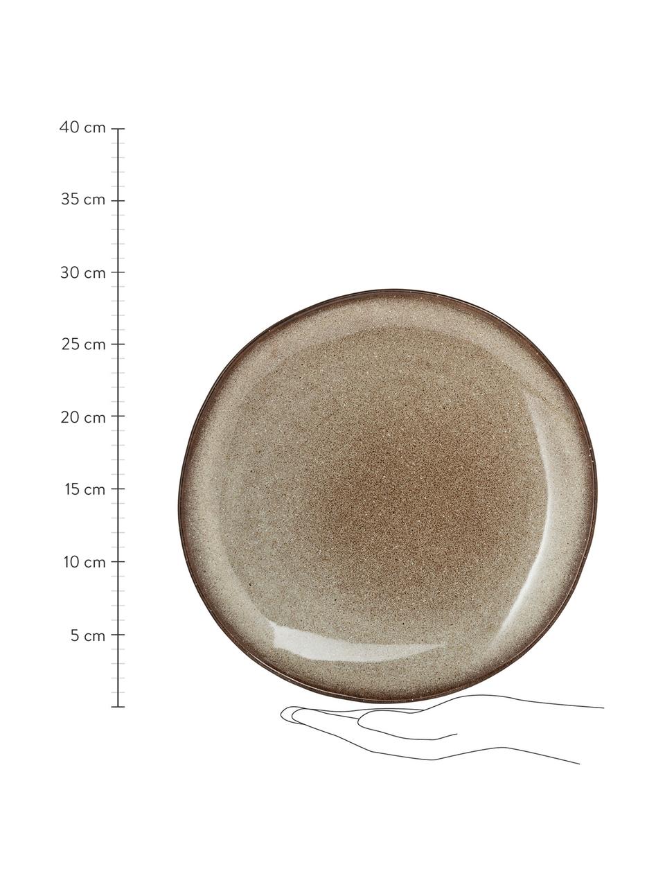 Ručně vyrobený mělký talíř Sandrine, Kamenina, Odstíny béžové, Ø 29 cm, V 3 cm