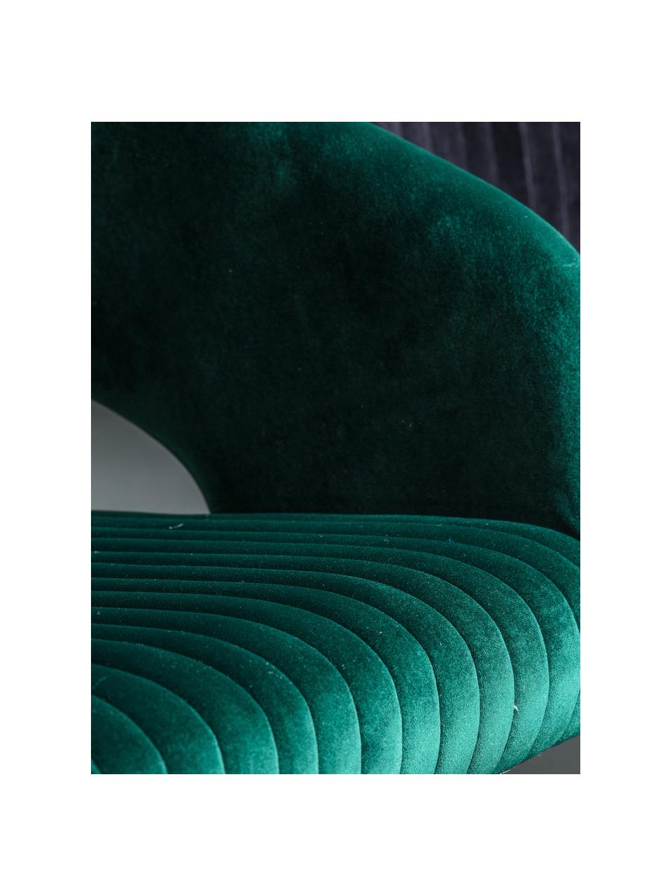 Fluwelen bureaustoel Murray, in hoogte verstelbaar, Bekleding: polyester fluweel, Poten: gegalvaniseerd metaal, Wieltjes: kunststof (nylon), Fluweel groen, goudkleurig, B 56 x D 52 cm