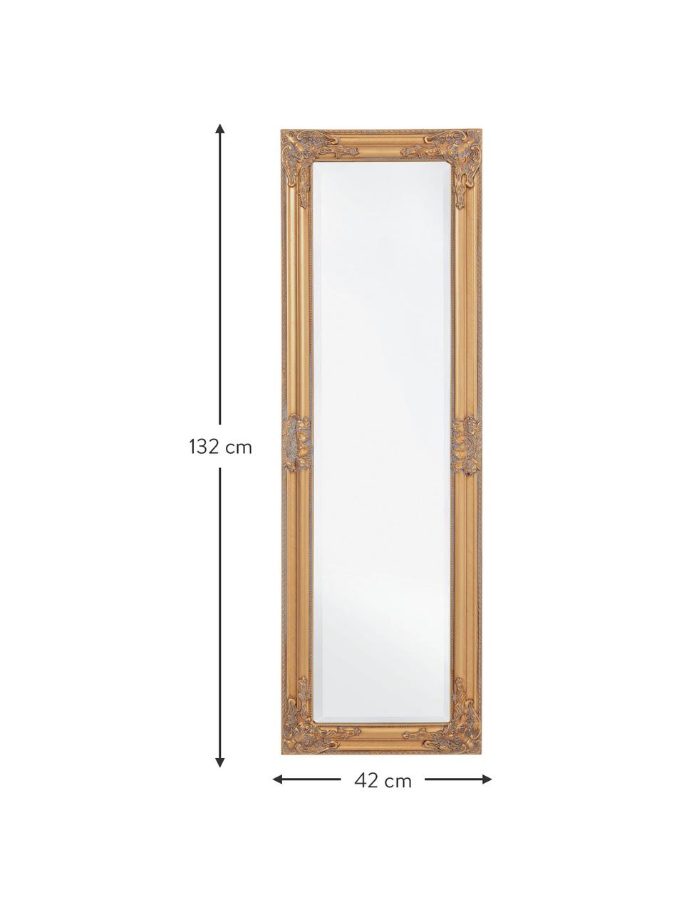 Nástěnné zrcadlo s dřevěným rámem Miro, Zlatá, Š 42 cm, V 132 cm
