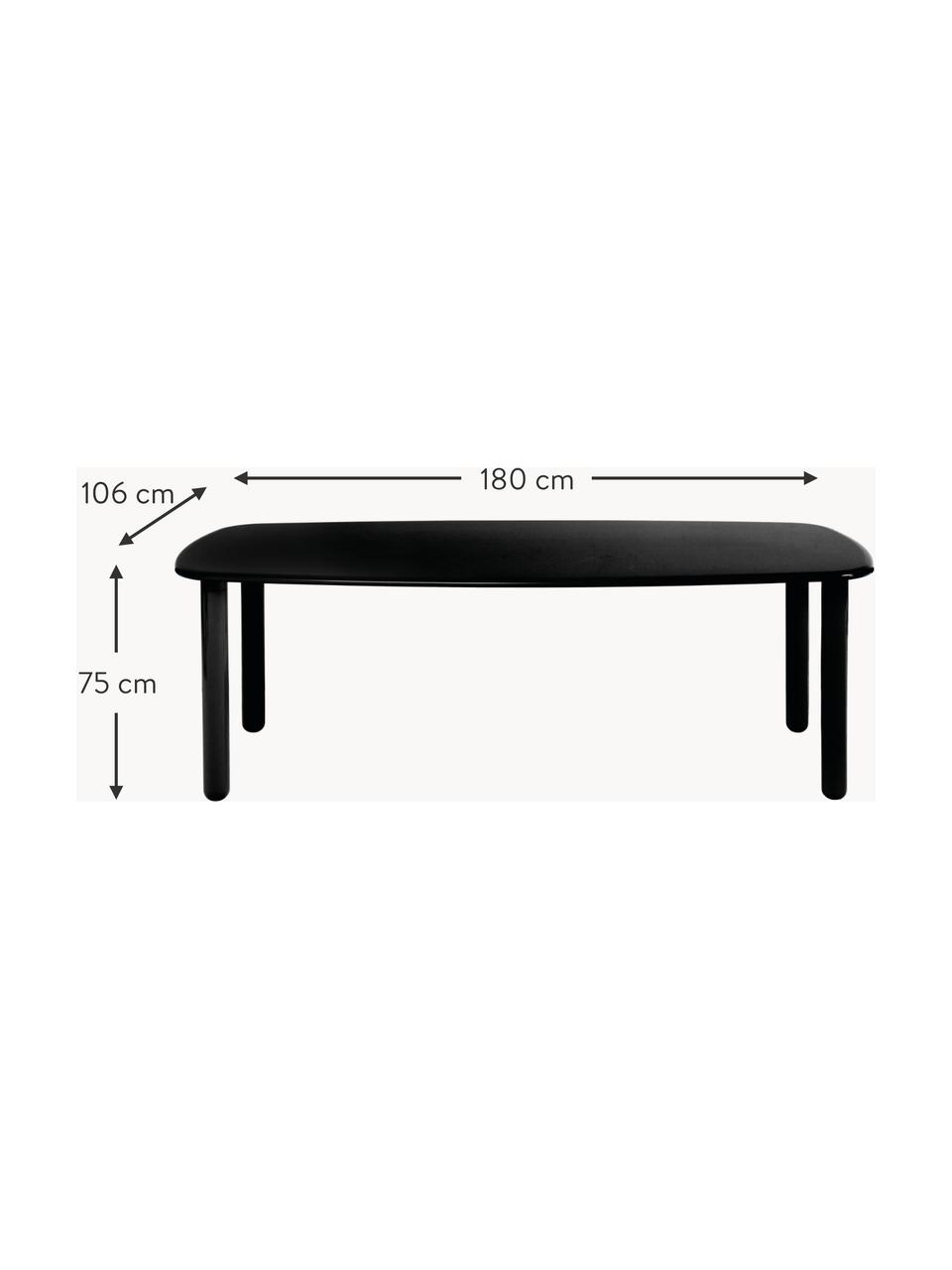 Tavolo in legno Tottori, varie misure, Pannello di fibra a media densità (MDF) laccato, Legno, nero verniciato, Larg. 180 x Prof. 106 cm