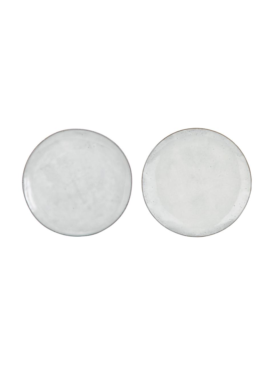 Platos llanos artesanales Nordic Sand, 4 uds., Cerámica de gres, Gris claro, Ø 26 x Al 3 cm