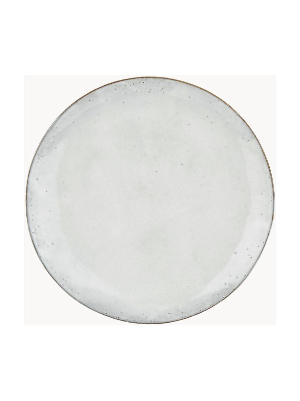 Ručně vyrobené mělké talíře Nordic Sand, 4 ks, Kamenina, Světle šedá, tečky, Ø 26 cm