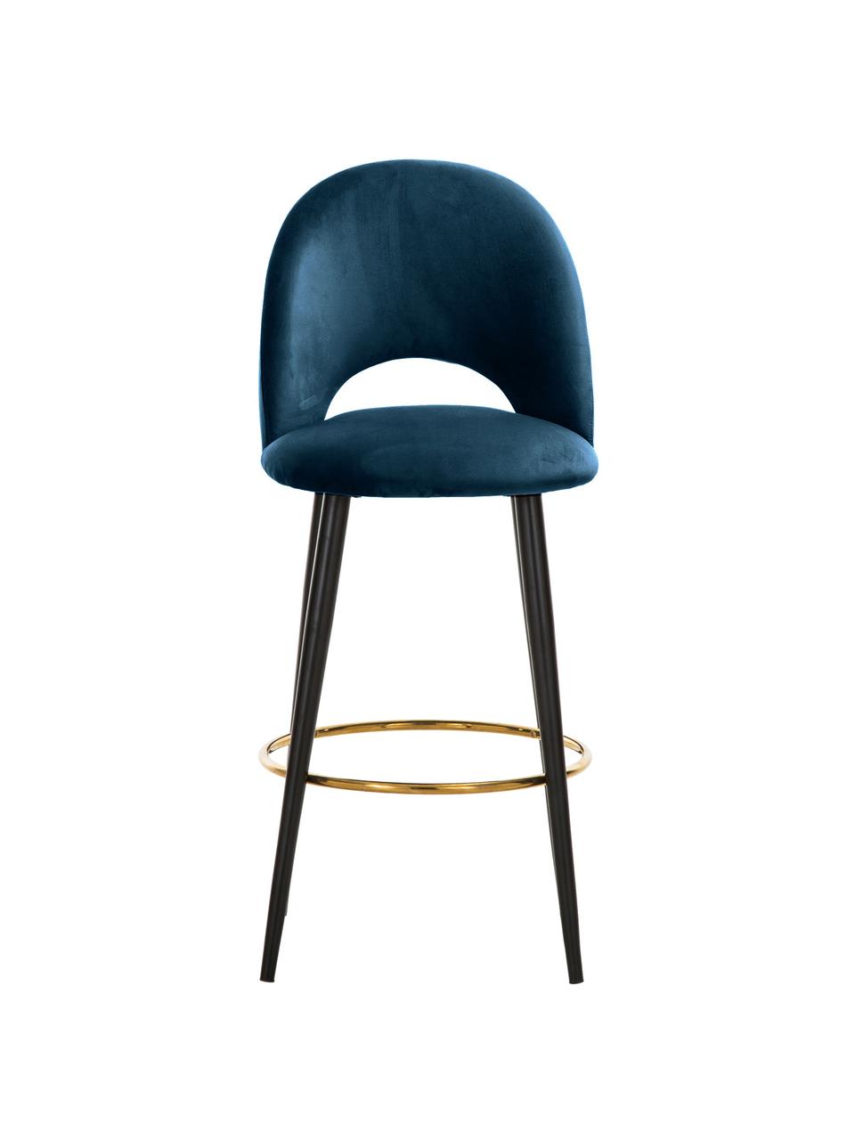 Sgabello cucina in velluto Rachel, Rivestimento: velluto (rivestimento in , Gambe: metallo verniciato a polv, Velluto blu scuro, Larg, 48 x Alt. 110 cm