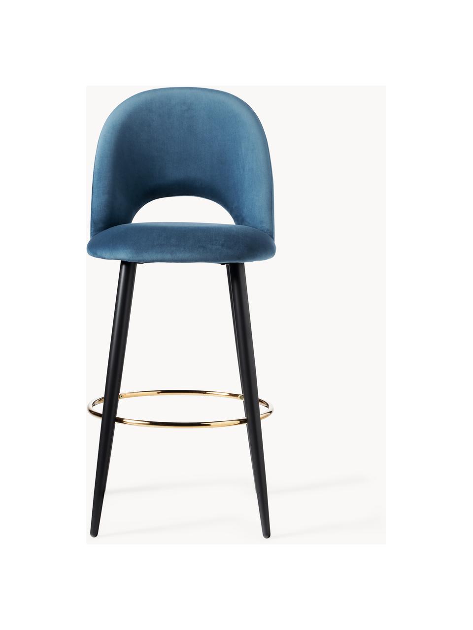 Zamatová barová stolička Rachel, Zamatová modrá, Š 48 x V 110 cm