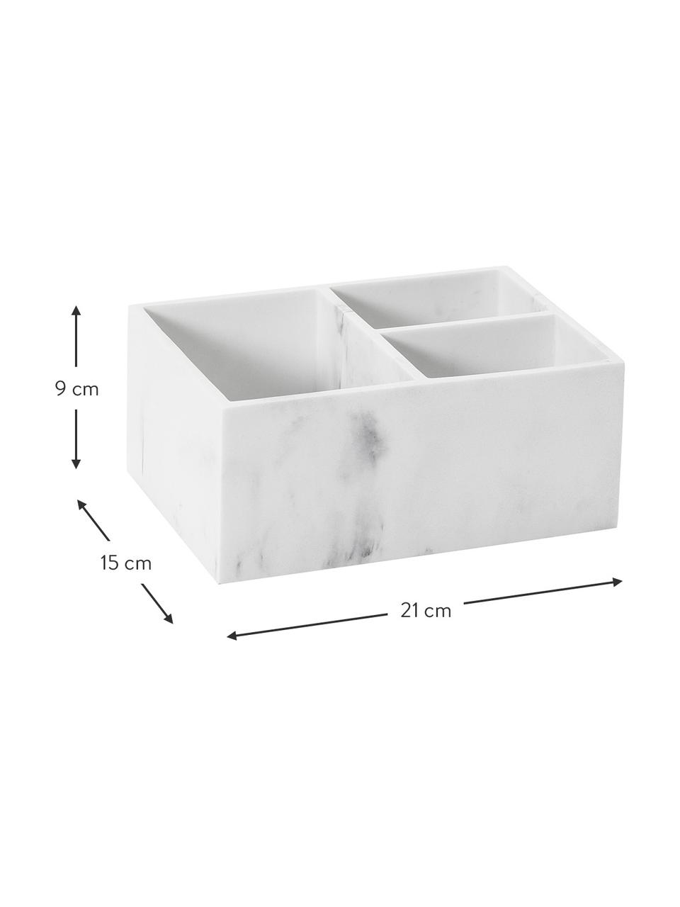 Organizér na kozmetiku so vzhľadom mramoru Karla, Polymérová živica, Biela, mramorová, Š 21 x V 9 cm