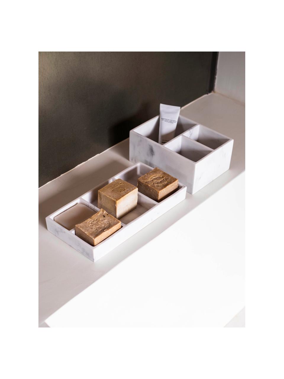 Kosmetik-Organizer Karla in Marmor-Optik, Polyresin, Weiss, B 21 x H 9 cm