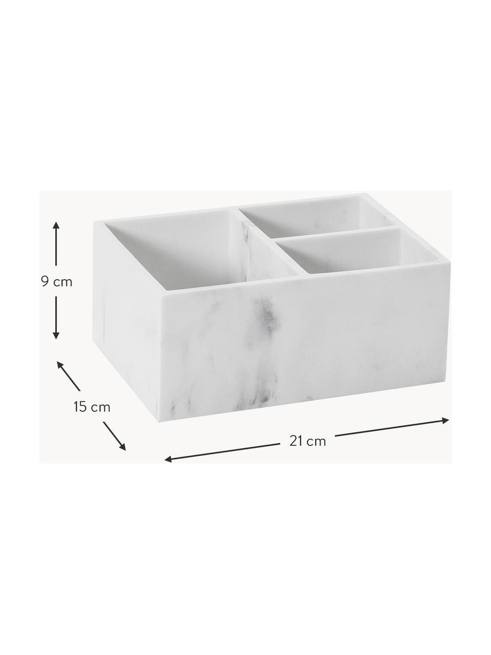 Kosmetik-Organizer Karla in Marmor-Optik, Polyresin, Weiss, B 21 x H 9 cm