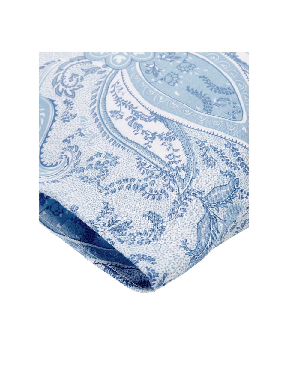 Funda de almohada de satén Grantham, Azul estampado, An 50 x L 70 cm