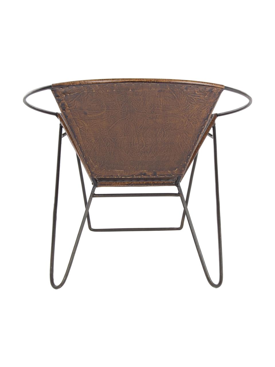 Fotel ze skóry Sanpark, Stelaż: metal, Brązowy, czarny, S 80 x G 57 cm