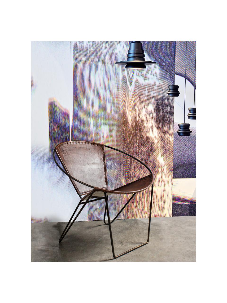 Fotel ze skóry Sanpark, Stelaż: metal, Brązowy, czarny, S 80 x G 57 cm