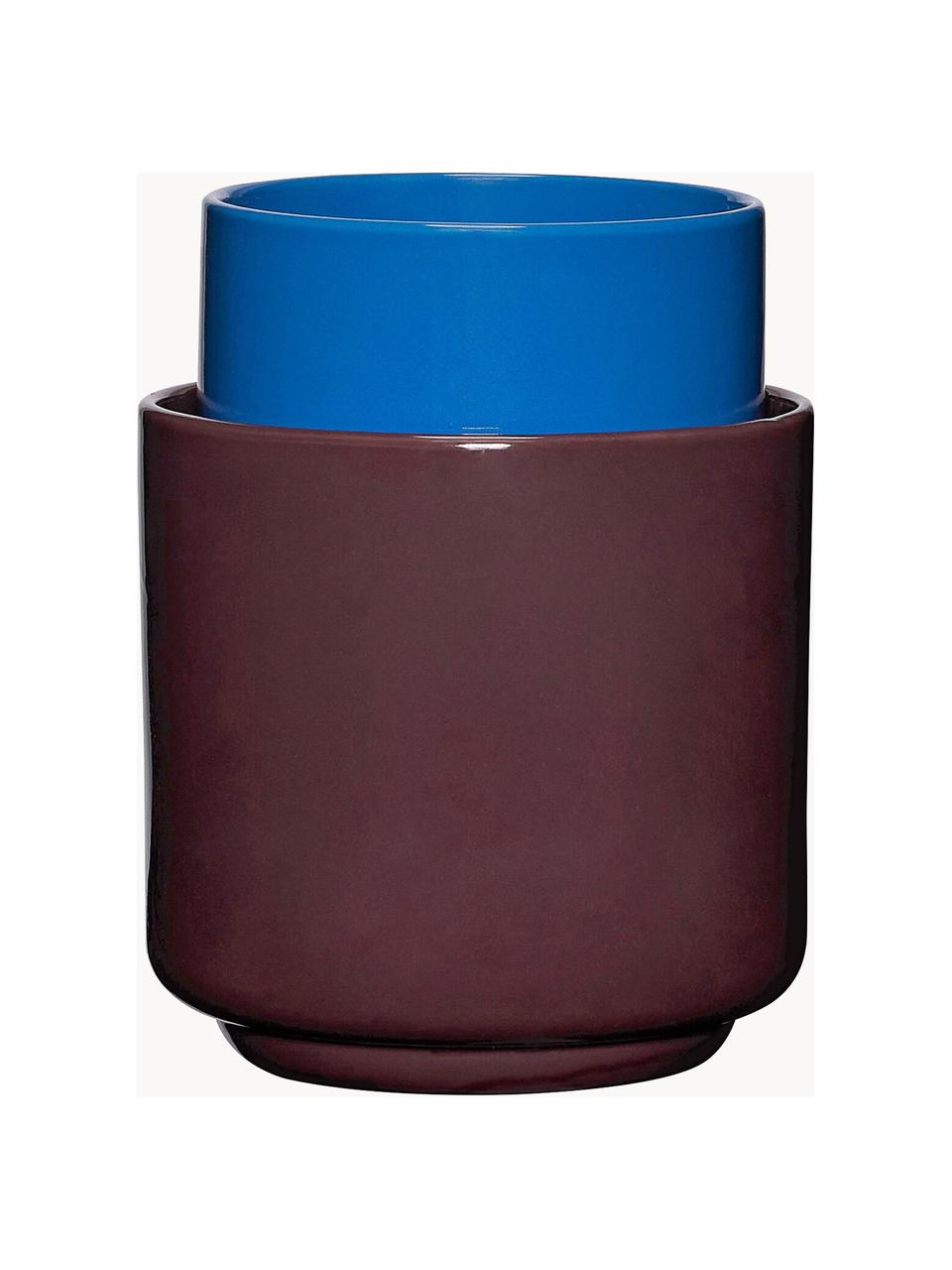 Handgefertigte Multifunktionsbehälter Deux Pots, 2er-Set, Steinmehl, Blau, Weinrot, Set mit verschiedenen Grössen