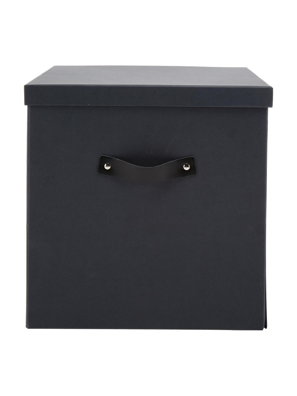 Aufbewahrungsbox Texas, Box: Fester, laminierter Karto, Griff: Leder, Dunkelgrau, B 32 x H 32 cm